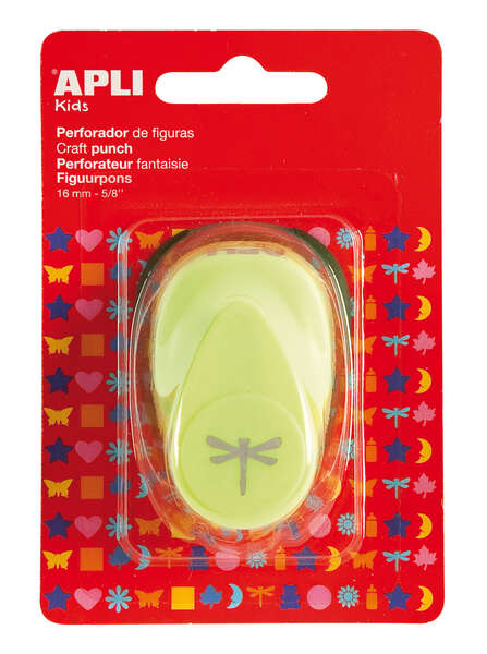 Apli Perforadora de Papel en Forma de Libelula - Tamaño de Figura 16mm - Alta Calidad para Papel, Carton y Cartulina - Deposito de Restos de Papel - Doble Uso para Decoracion - Color Verde