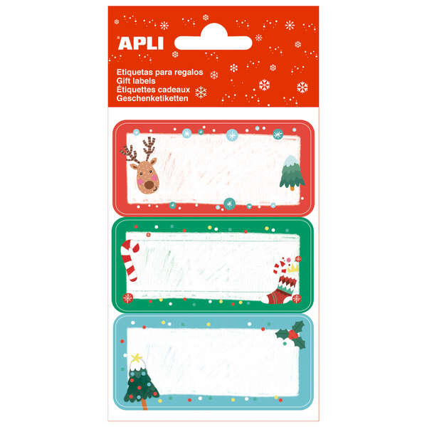 Apli Etiquetas Adhesivas Navideñas Muerdago - 9 Etiquetas Rectangulares con Cantos Redondeados - 3 Diseños Distintos - Adhesivo