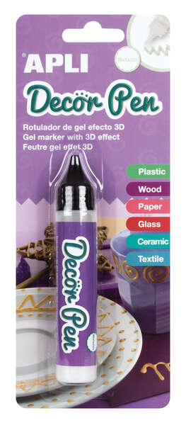 Apli Rotulador de Gel 3D Metalizado - 25ml - Personaliza Facilmente Regalos, Objetos, Tarjetas, Detalles, Fotos, Carpetas - Color Blanco Nacarado