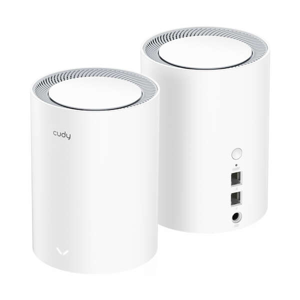 Cudy M1800 Pack de 2 Sistemas WiFi 6 Mesh AX1800 Dual Band - 1201Mbps en 5GHz, 574Mbps en 2,4GHz - 1x Puerto LAN 1000/100/10Mbps, 1x Puerto WAN 1000/100/10Mbps - 4 Antenas Internas