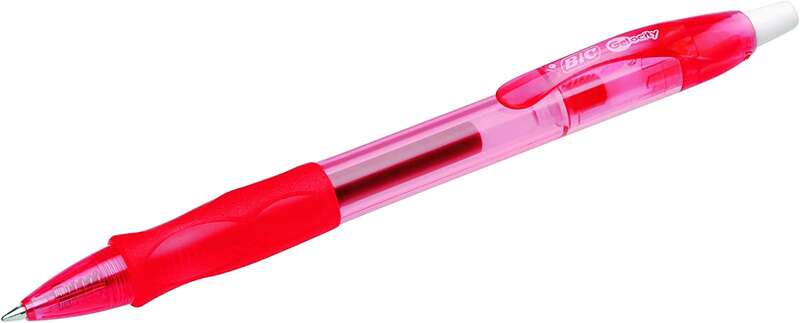 Bic Gel-ocity Original Boligrafo de Tinta Gel Retractil - Punta Media de 0.7mm - Recargable - Grip de Goma - Clip de Plastico - Color Rojo