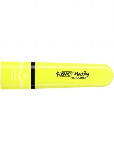 Bic Marking Highlighter Flat Marcador Fluorescente - Punta Biselada - Trazo entre 1.20 y 4.60 mm - Tinta con Base de Agua - Color Amarillo