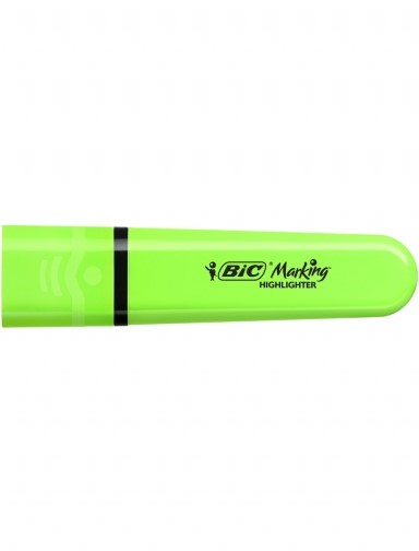 Bic Marking Highlighter Flat Marcador Fluorescente - Punta Biselada - Trazo entre 1.20 y 4.60 mm - Tinta con Base de Agua - Color Verde