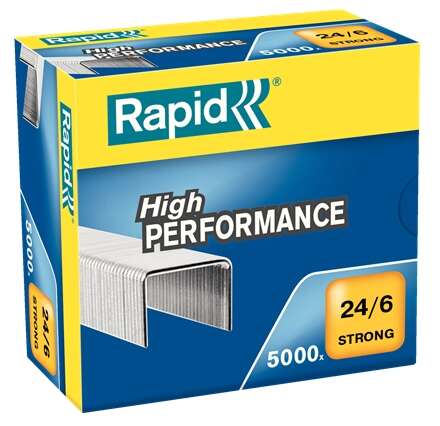 Rapid Strong Caja de 5000 Grapas 24/6 - Hasta 30 Hojas - Alambre Reforzado Galvanizado - Patilla de 6mm