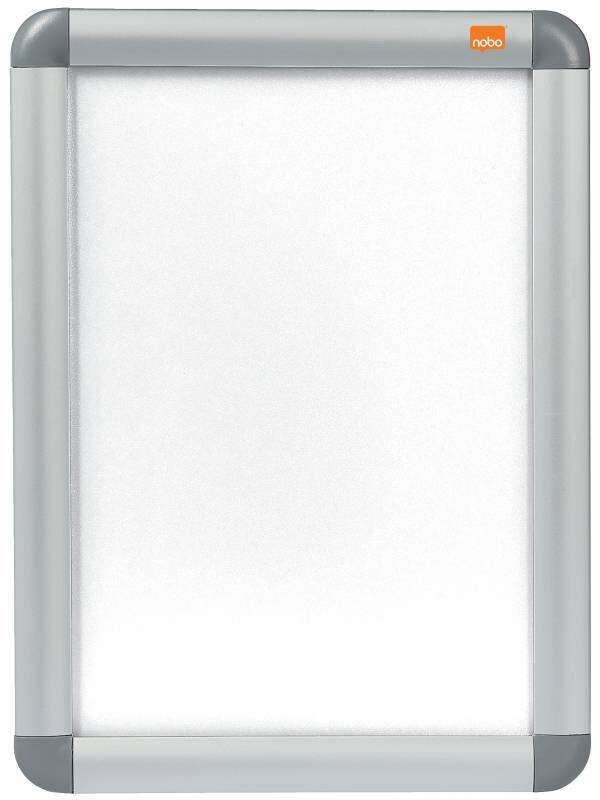 Nobo Marco Publicitario Tamaño A4 con Proteccion de PVC Antirreflectante y Resistente a la Intemperie - Marco de Aluminio Elegante - Color Plata