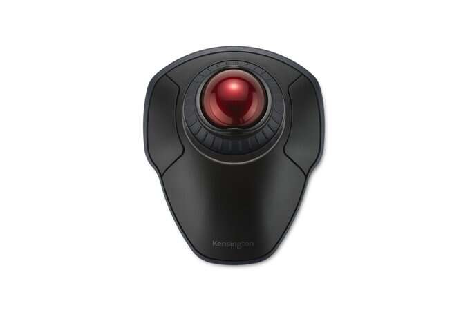 Kensington Orbit Raton Trackball Inalambrico Dual Bluetooth 3.0 y 2,4GHz 1600dpi - Anillo de Desplazamiento - Bola de 40mm - Reposamuñecas Extraible - Uso Ambidiestro - Color Negro/Rojo