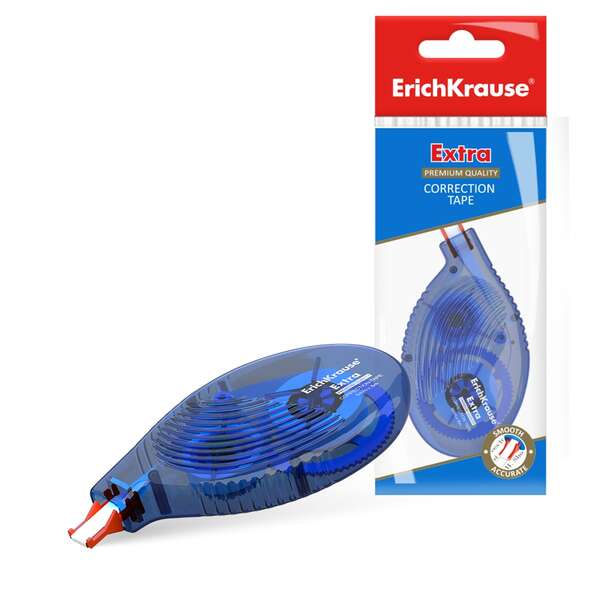 Erichkrause Cinta Correctora Extra - 5mm x 8m - Ideal para Correccion Rapida y Segura - Compatible con Cualquier Tipo de Tinta y Color - Secado Inmediato - Permite Escritura Sobre La Correccion - Color Blanco