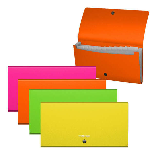 Erichkrause Clasificadores Matt Neon - 12 Fundas - Tamaño Cheque - Colores Surtidos