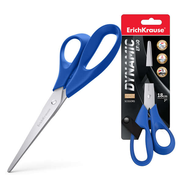 Erichkrause Dynamic Tijeras con Cuchillas de Acero Inoxidable 18cm - Afilado Doble Avanzado - Resistente a la Corrosion - Mangos