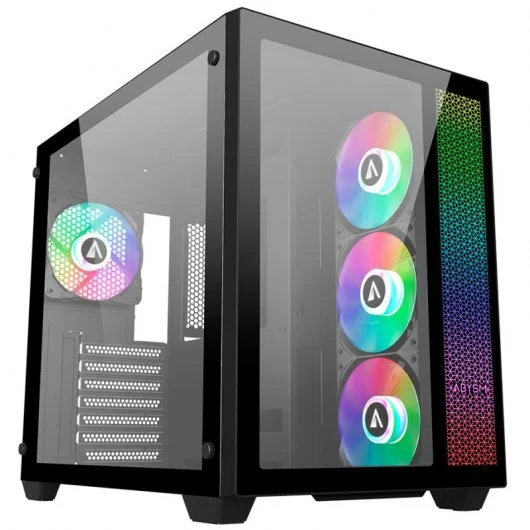 Abysm Gaming Danube SAVA ARGB Caja Semi-Torre ATX, Micro-ITX, micro ATX - Frontal y Lateral Cristal Templado - 3.5" y 2.5" - USB-C 3.2, USB-A 3.2 y Audio - 4 Ventiladores ARGB Instalados - Soporta Refrigeracion Liquida