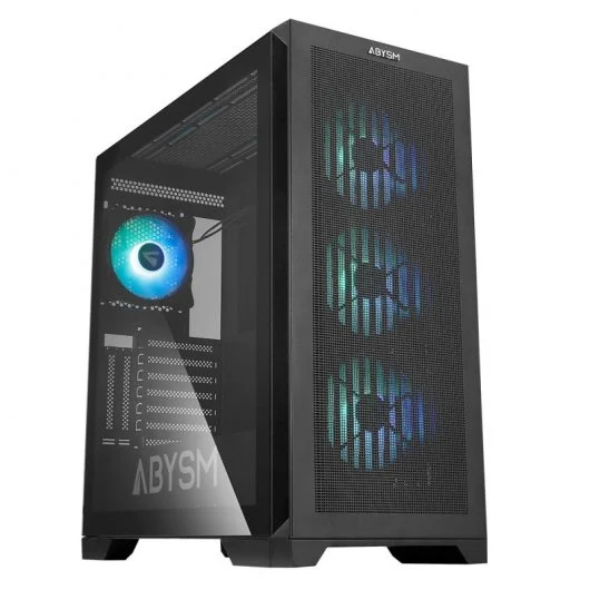 Abysm Gaming Danube Mura BX300 ARGB Caja Torre ATX, EATX, ITX, micro ATX - Lateral Cristal Templado - 3.5" y 2.5" - USB-C 3.2, USB-A 3.2 y Audio - 4 Ventiladores ARGB Instalados - Soporta Refrigeracion Liquida