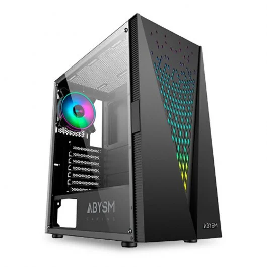 Abysm Gaming Danube Kolpa ARGB Caja Torre ATX, ITX, micro ATX - Lateral Cristal Templado - 3.5" y 2.5" - USB-A 2.0/3.2 y Audio - 1 Ventilador ARGB Instalado - Soporta Refrigeracion Liquida