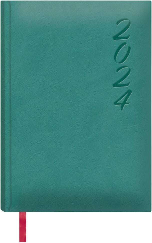 Dohe Brasilia Agenda Anual - Dia Pagina - Cubierta en Polipiel - Papel Ahuesado - Sabado y Domingo misma Pagina - Tamaño 15x21cm - Color Verde