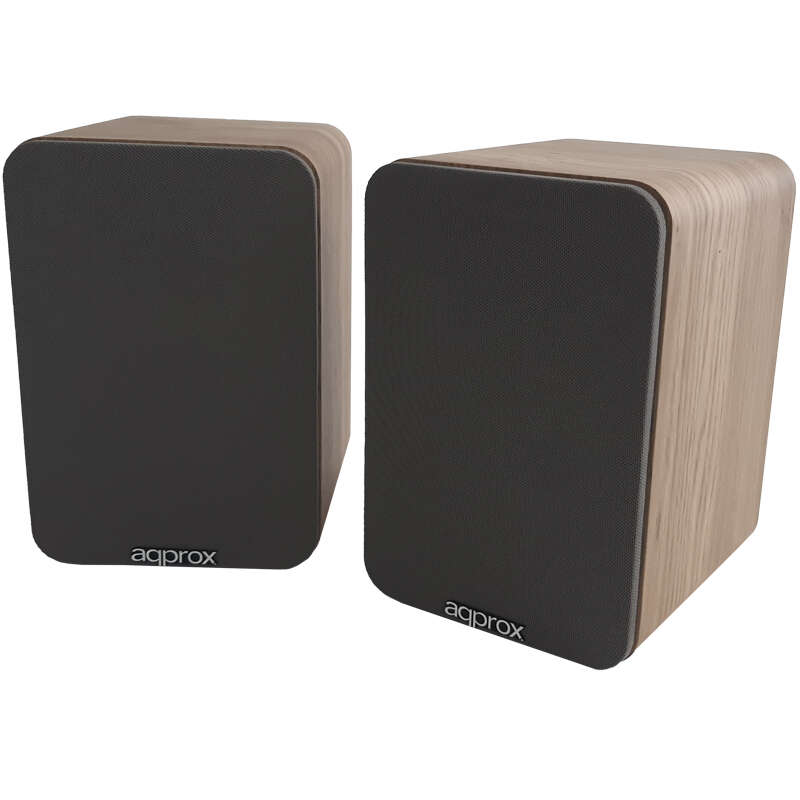 Approx Altavoces Autoamplificados 60W RMS Bluetooth 5.0 - Carcasa de Madera - RCA, Optical, Coaxial, USB - Incluye Soporte de Pared - Color Madera