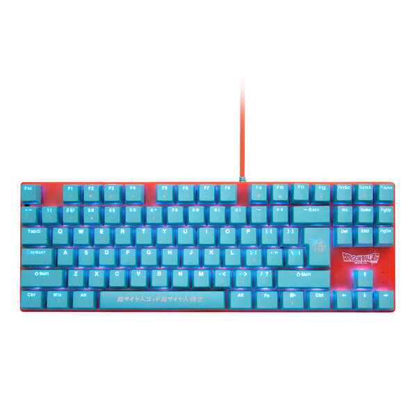 FR-TEC Teclado Mecanico Gaming Tkl Dragon Ball Super - 87 Teclas - Retroiluminacion Ajustable - Anti-Ghosting - Cable Trenzado 1.8m - Plug and Play - Compatible con PC, Mac, Ps5, Switch, Xbox Series X/S - Color Azul