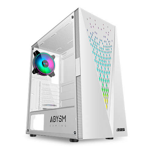 Abysm Gaming Danube Kolpa White ARGB Caja Torre ATX, ITX, micro ATX - Lateral Cristal Templado - 3.5" y 2.5" - USB-A 2.0/3.2 y Audio - 1 Ventilador ARGB Instalado - Soporta Refrigeracion Liquida