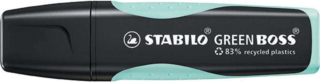 Stabilo Green Boss Pastel Marcador Fluorescente - Fabricado con un 83% de Plastico Reciclado - Trazo entre 2 y 5mm - Recargable - Color Toque de Turquesa