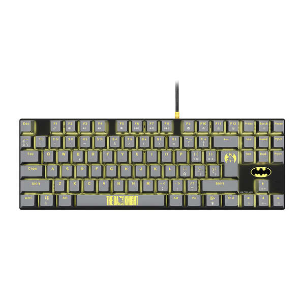 FR-TEC Teclado Mecanico Gaming TKL Batman - Retroiluminacion - Anti-Ghosting - Cable Trenzado 1.8m - Compatible con PC, Mac, Ps5, Switch, Xbox Series X/S - Color Negro/Gris