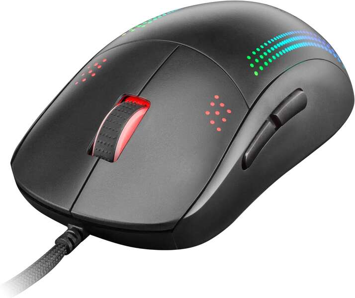 Mars Gaming MMPRO Raton Profesional Ambidiestro 32K DPI - Diseño Ambidiestro Ultraligero - Iluminacion RGB Chroma - Switches Mecanicos KAILH - Cable Feather Paracord - Color Negro