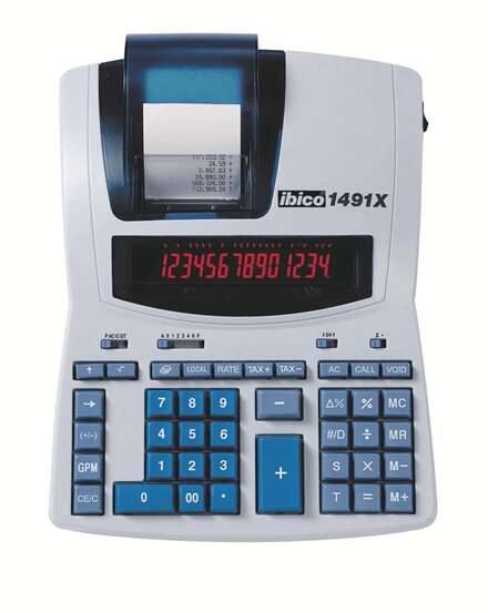 Ibico 1491X Calculadora Profesional Termica 14 Digitos - Pantalla LCD 2 Colores - Impresion en Negro - Velocidad 10 Lineas por S