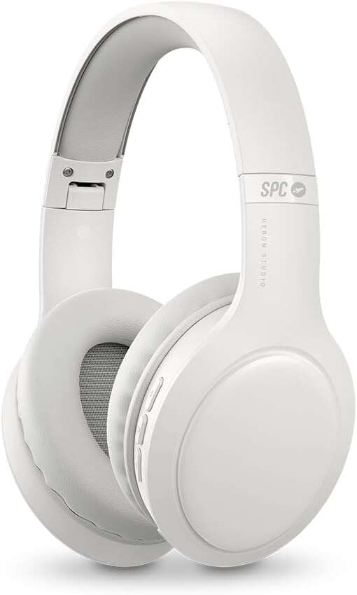 SPC Heron Studio Auriculares Bluetooth - Conexion Simultanea a Dos Dispositivos - 30 Horas de Reproduccion - Sincronizacion Automatica - Diseño Ajustable y Plegable - Botonera Multifuncion - Color Blanco