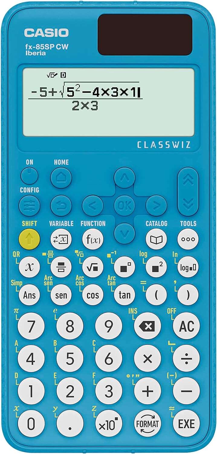 Casio Iberia Classwiz FX-85SP Calculadora Cientifica Pantalla LCD 12 Digitos - Tabla de Valores, Simplificacion de Fracciones, Division Entera etc... - Tapa Protectora - Color Azul