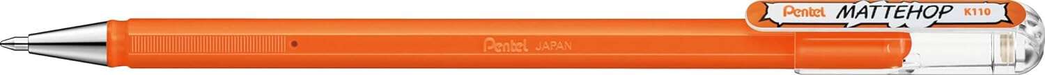 Pentel Mattehop Boligrafo de Bola - Punta 1mm - Trazo 0.5mm - Tinta de Gel Opaca - Fabricado con 55% de Materiales Reciclados - Color Naranja