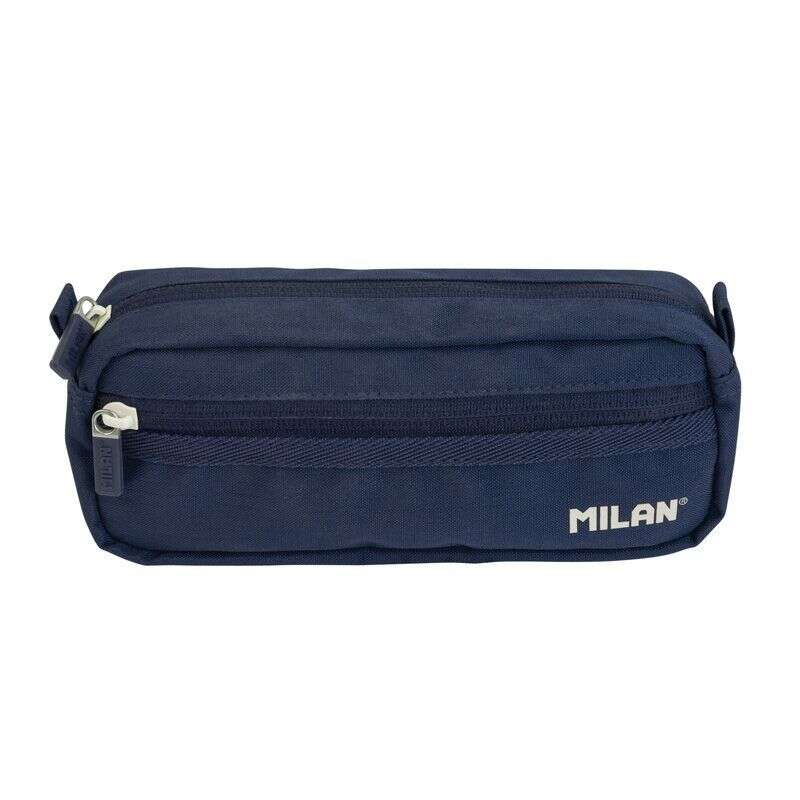 Milan Coleccion 430 Estuche Portatodo Rectangular 2 Compartimentos - Tejido Resistente a las Roturas y Rasgaduras - Medidas 21x8