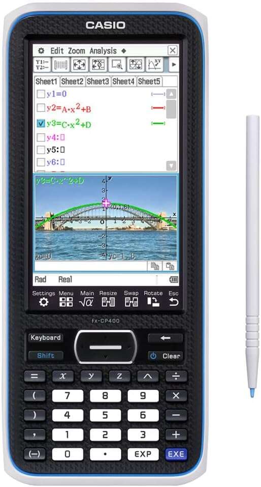 Casio FX-CP400 Calculadora Cientifica Grafica 3D - Pantalla Tactil en Color - Graficos 3D - Dibujo Simultaneo de hasta 100 Curvas - Alimentacion con Pilas