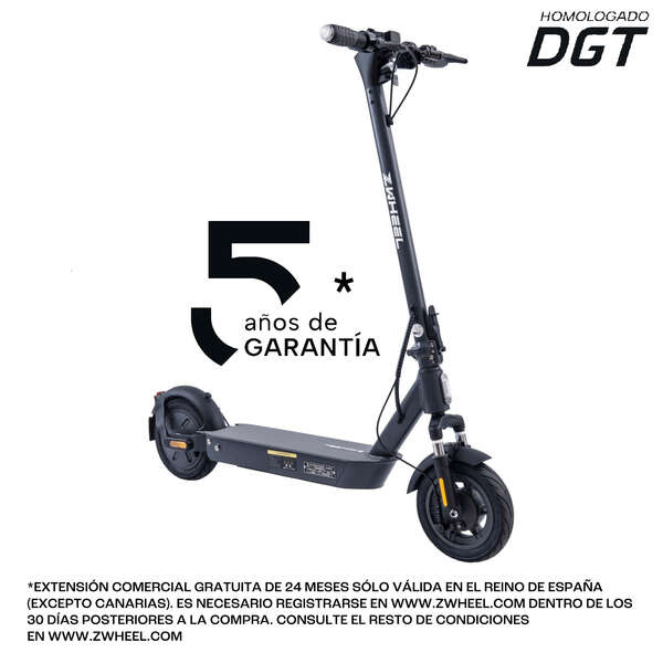 Zwheel ZFox Max Urban Dark Patinete Electrico Motor 400W - Homologado DGT - Velocidad hasta 25Km/h - Autonomia hasta 50km - 3 Modos de Conduccion - Carga Maxima 100kg - Ruedas 10"