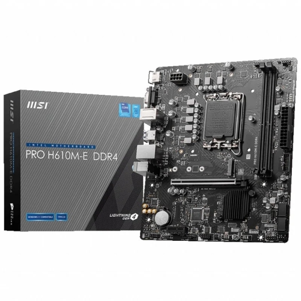 MSI Pro H610M-E Placa Base Intel LGA 1700 2x DDR4 - HDMI, VGA, 4x Sata III, RJ-45, USB 2.0/3.2, MicroATX