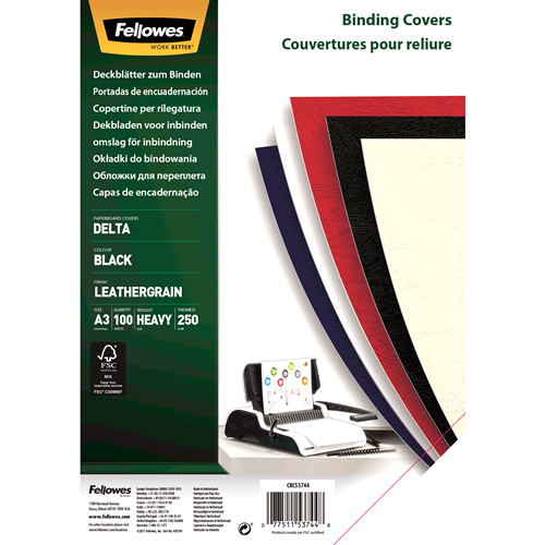 Fellowes Portadas de Carton Fellowes - Tamaño A3 - Acabado en Simil Piel - Amplia Gama de Colores y Texturas - Fabricadas con Carton Reciclable