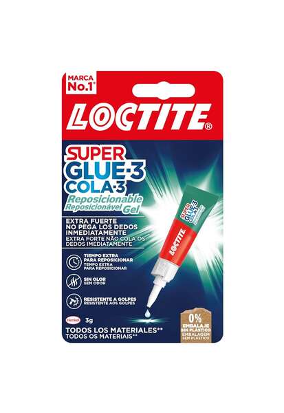 Loctite Superglue-3 Gel Reposicionable 3gr - Adhesivo Instantaneo e Inodoro - Uniones Precisas y Transparentes - Ideal para Superficies Porosas o Verticales - Adhesivo Multimaterial