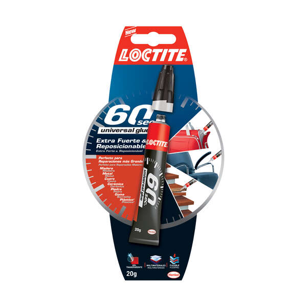 Loctite 60Sec Pegamento Extrafuerte 20gr - Pega en 60 Segundos - Adhesivo Reposicionable en Gel Transparente - Ideal para Superficies Verticales