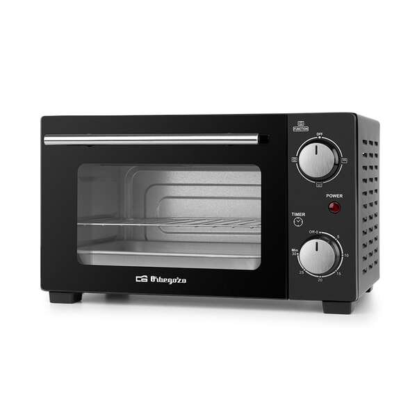 Orbegozo HO 985 Horno Electrico Multifuncion Potencia 800W - Capacidad 10L - Selector de Calor Superior - Inferior o Simultaneo - Temporizador 30 Minutos - Puerta Abatible con Doble Cristal