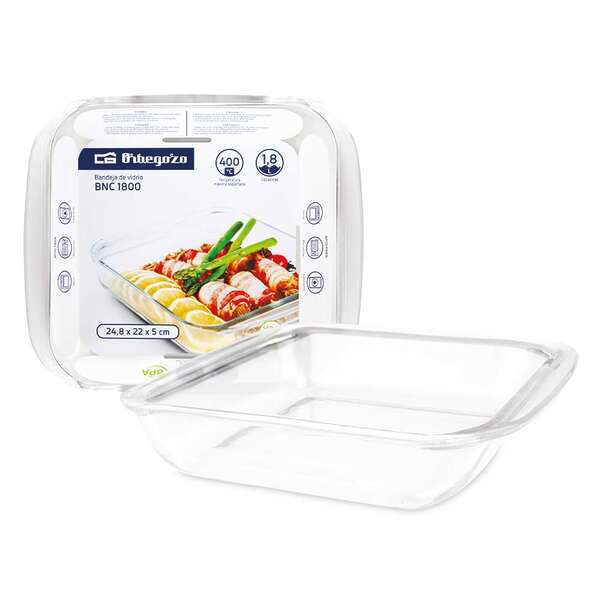 Orbegozo Serie BNC Bandejas de Vidrio - Versatilidad en tu Cocina - Resistencia y Durabilidad Unicas - Capacidadad 1.8L - Apto para Horno - Microondas y Lavavajillas