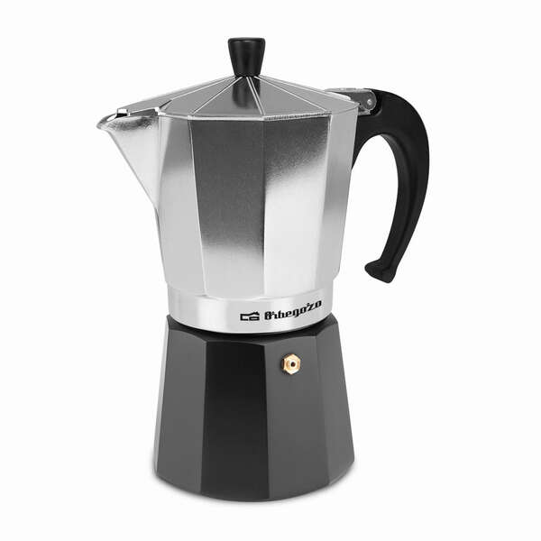 Orbegozo KFM 930 Cafetera de Aluminio Aromas en Familia - Capacidad para 9 Tazas - Utilizable en Cocinas a Gas - Electricas y Vitroceramica - Mango Ergonomico - Facil Limpieza - Valvula de Seguridad