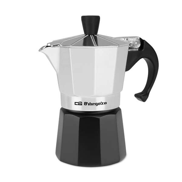 Orbegozo KFM 230 Cafetera de Aluminio para Dos Tazas - Prepara tu Cafe Favorito en Minutos con Seguridad y Comodidad - Ergonomica - Facil de Limpiar y Apta para Diferentes Tipos de Cocinas