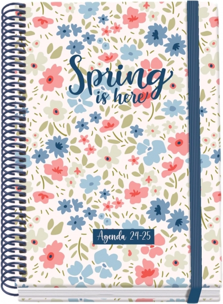 Dohe Spring Agenda Escolar Espiral A5 - Semana Vista - Papel 70g/m2 - Cubierta de Carton Plastificado - Cierre de Goma Elastica