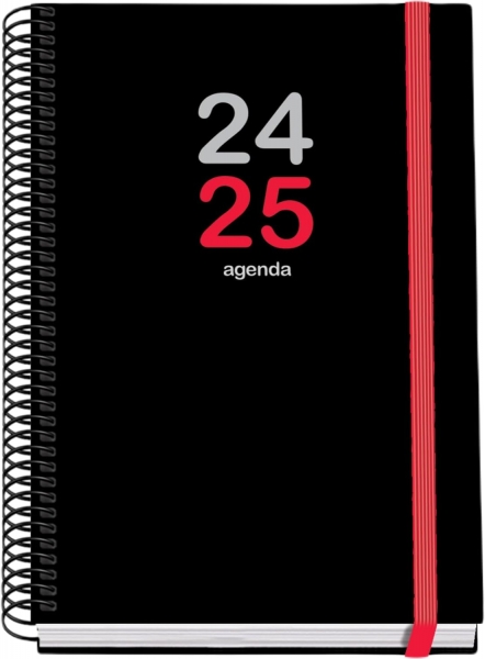 Dohe Elite Agenda Escolar Espiral A5 - Semana Vista - Papel 70g/m2 - Cubierta de Carton Plastificado - Cierre de Goma Elastica - Color Negro