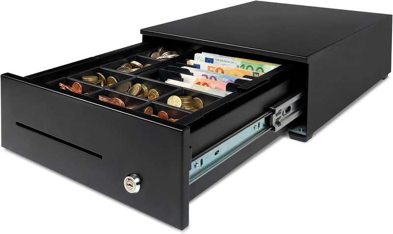 Safescan HD-3342 Cajon Portamonedas uso Intensivo - 8 Compartimentos para Monedas - 8 Compartimentos para Billetes - hasta 2 Millones de Aperturas - Micro Switch