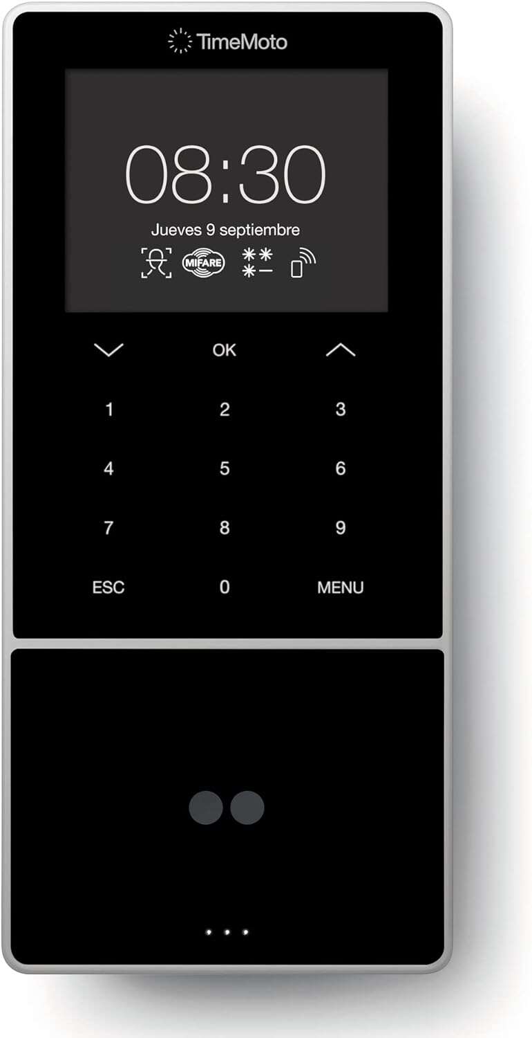 Timemoto TM-838 SC - Reconocimiento Facial y RFID - Gestion Completa de Horarios - Almacenamiento de hasta 100.000 Registros - Configuracion Sencilla - Control Horario en Tiempo Real