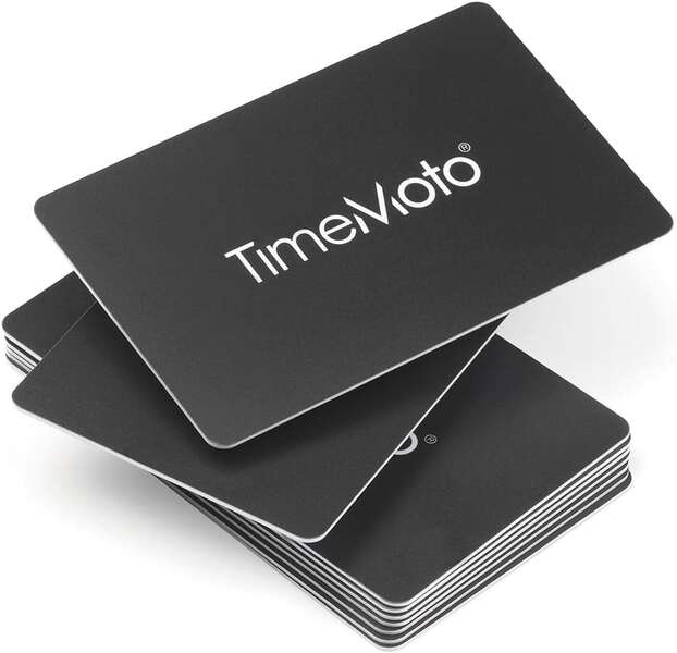 Timemoto RF-100 Pack de 25 Tarjetas de Identificacion RFID - Tamaño de Tarjeta de Credito - Distancia de Deteccion de 7cm - Compatible con todos los Terminales Timemoto