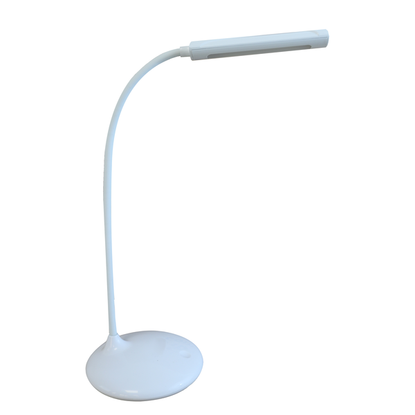 Unilux Lampara de Escritorio Nelly LED - Iluminacion LED de Bajo Consumo - Diseño Moderno y Elegante - Ajustable en Altura y Angulo - Color Blanco