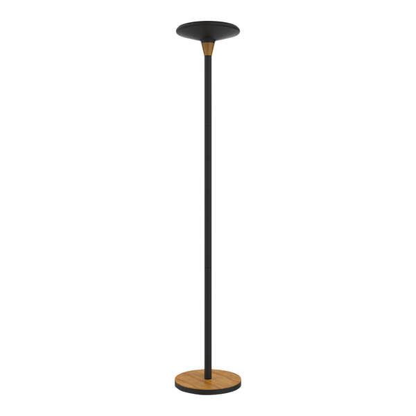 Unilux Baly Bamboo Lampara de Pie LED - Atenuador Tactil de 3 Intensidades - Luz Calida - Fabricada en Bambu y Acero - Base Resistente - Color Negro