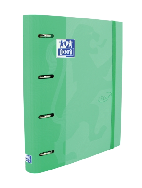 Oxford Touch A4+ Europeanbinder - Tapa Extradura Resistente - Lomo de 45mm - Anillas 4Dx35mm - Recambio 5x5 - Color Menta