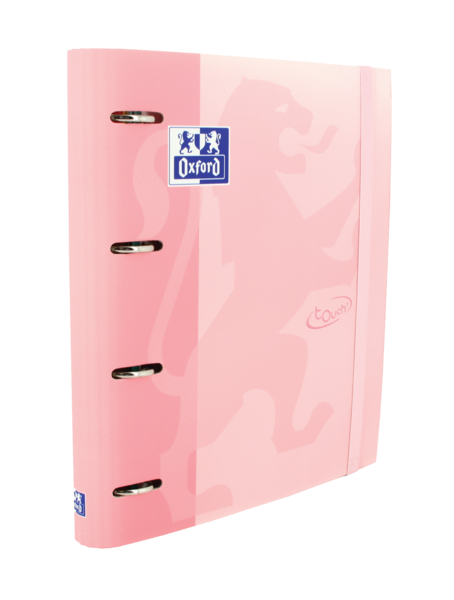 Oxford Europeanbinder Touch A4+ Carpeta de Anillas con Recambio Cuadricula 5x5 - Tapa Extradura - Cierre con Goma Elastica - Color Flamingo Pastel