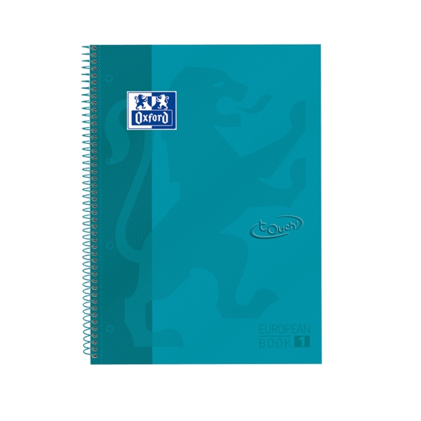 Oxford School Touch Europeanbook 1 Cuaderno A4+ 80 Hojas Microperforadas Cuadricula 5x5mm - Tapa Extradura - Color Azul Verdoso