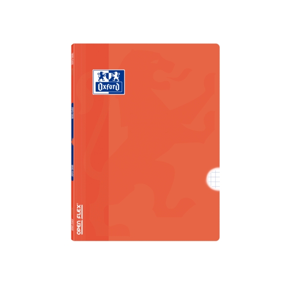 Oxford School Classic Openflex Libreta Grapada A5+ 48 Hojas Cuadricula 4x4 con Margen - Tapa de Plastico Translucido - Ideal para Estudiantes - Color Naranja