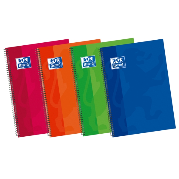 Oxford School Classic Write&Erase 4º Cuaderno Espiral - Tapa Extradura Resistente - 1 Linea con Margen - 80 Hojas - Colores Surtidos